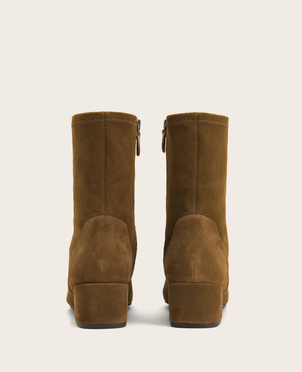 GENTLE SOULS - Ella Micro Suede Stretch Bootie | Kenneth Cole CHOCOLATE
