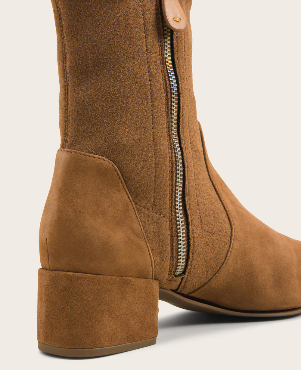 Shop Ella Micro Suede Stretch Bootie – Cognac | Gentle Souls | Kenneth Cole COGNAC