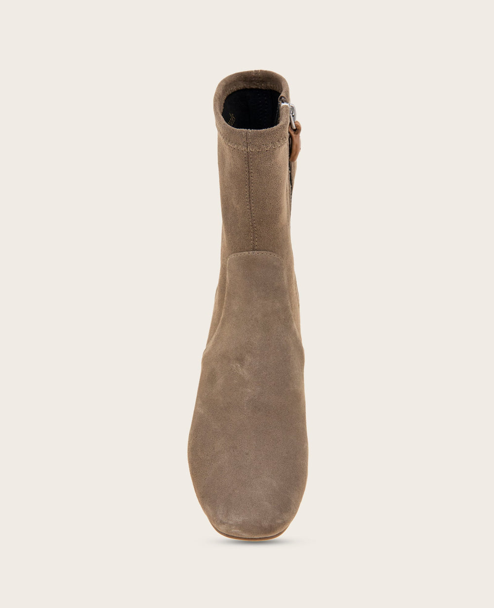 Shop Gentle Souls Ella Suede Stretch Bootie | Kenneth Cole | Kenneth Cole ALMOND