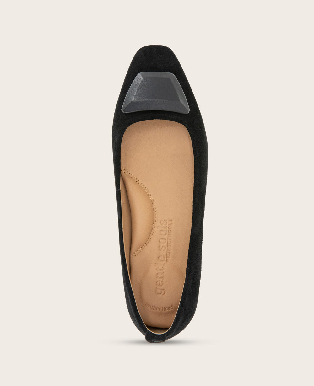 Shop Hanette Suede Flat Black | Gentle Souls by Kenneth Cole | Kenneth Cole BLACK SUEDE