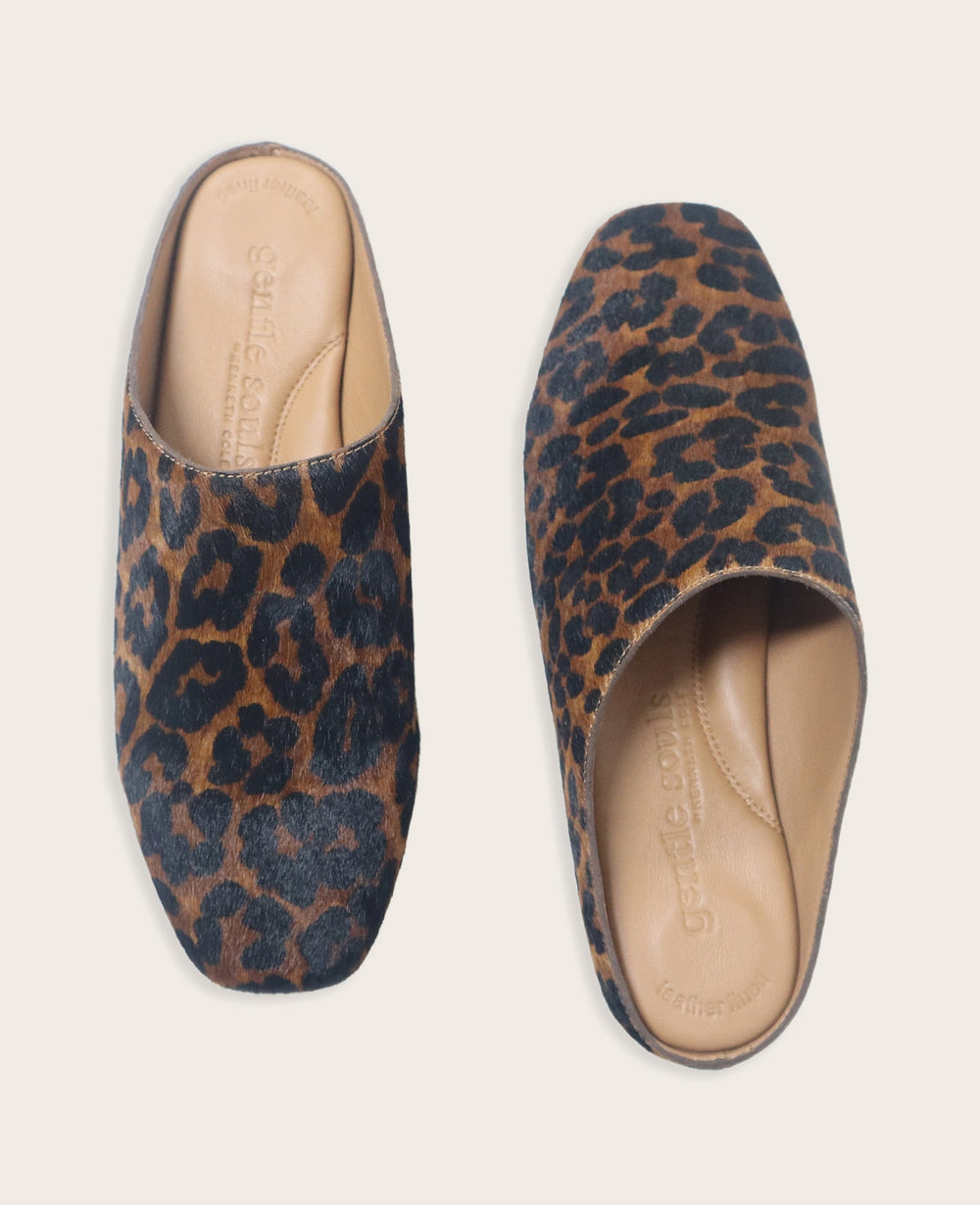 Shop Wanda Leopard Calf Hair Mule Flat | Gentle Souls KC | Kenneth Cole LEOPARD CALF HAIR