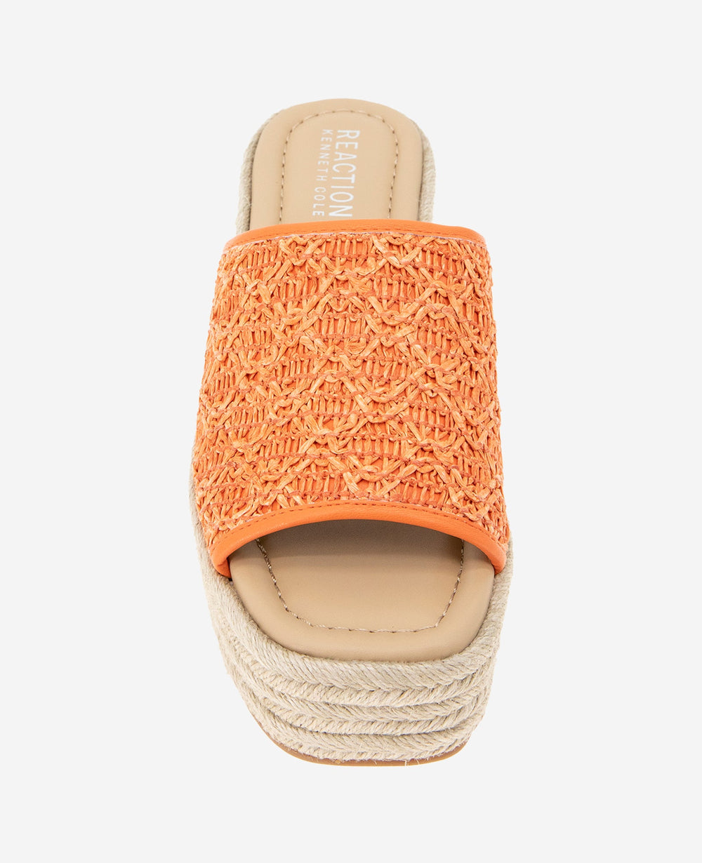 Shop Elissa Orange Raffia Platform Sandal | KC Reaction | Kenneth Cole ORANGE RAFFIA