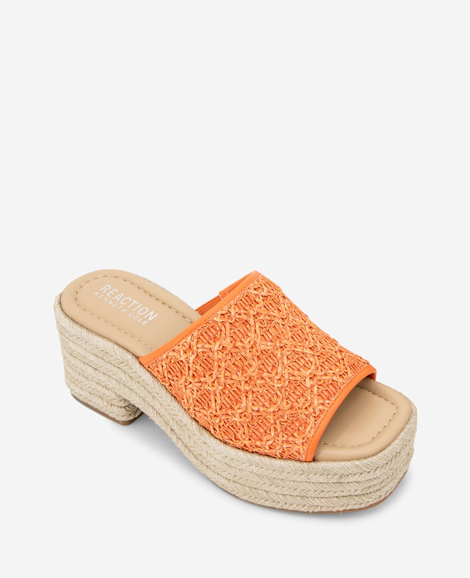 Shop Elissa Orange Raffia Platform Sandal | KC Reaction | Kenneth Cole ORANGE RAFFIA
