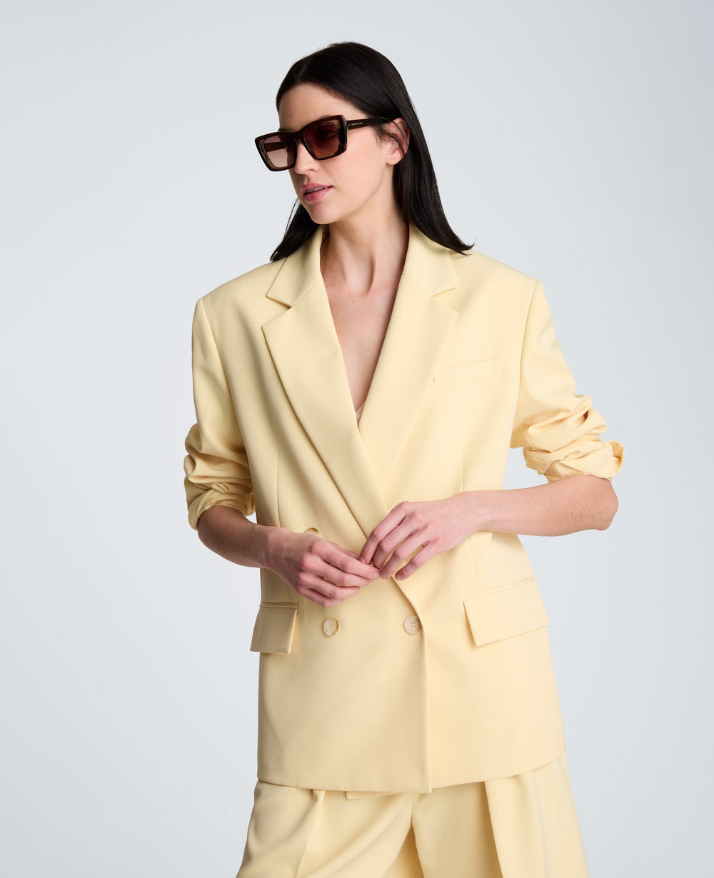 Vision Twill Double Breasted Boyfriend Jacket | Kenneth Cole PASTEL YELLOW