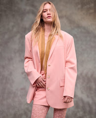 Vision Twill Three Button Boyfriend Jacket with Flap Pockets | Kenneth Cole SOFT PEACH
