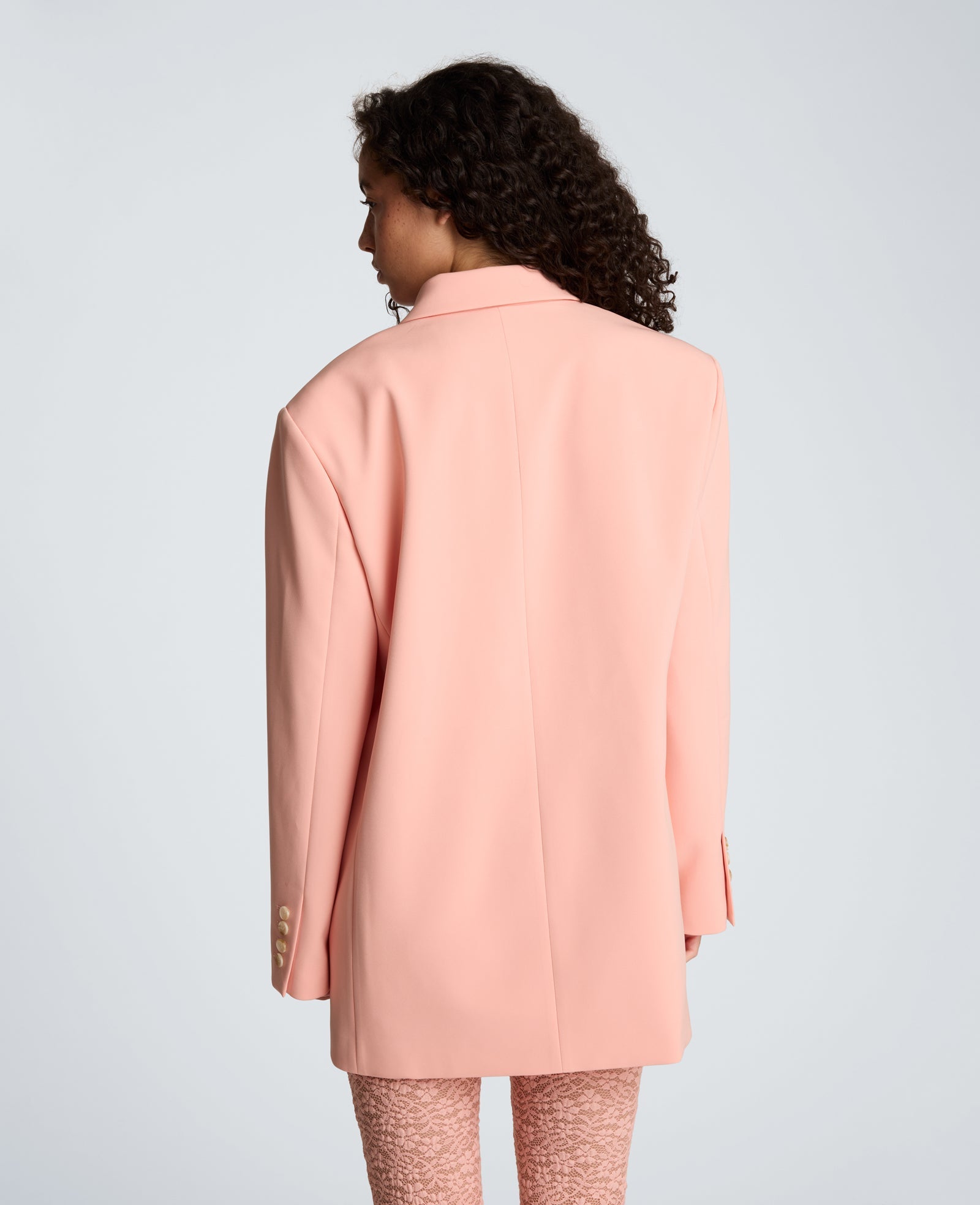Vision Twill Three Button Boyfriend Jacket with Flap Pockets | Kenneth Cole SOFT PEACH