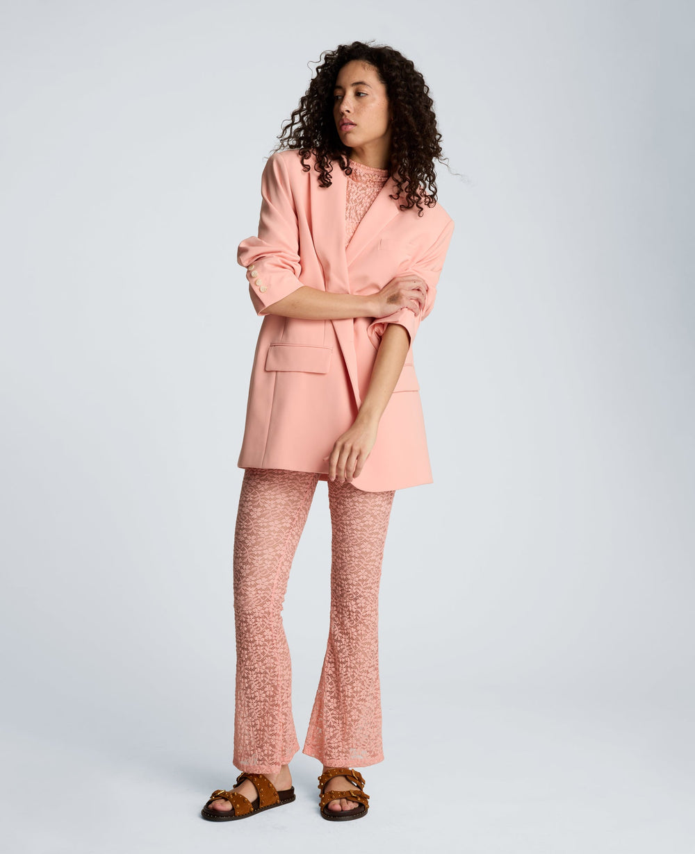 Vision Twill Three Button Boyfriend Jacket with Flap Pockets | Kenneth Cole SOFT PEACH