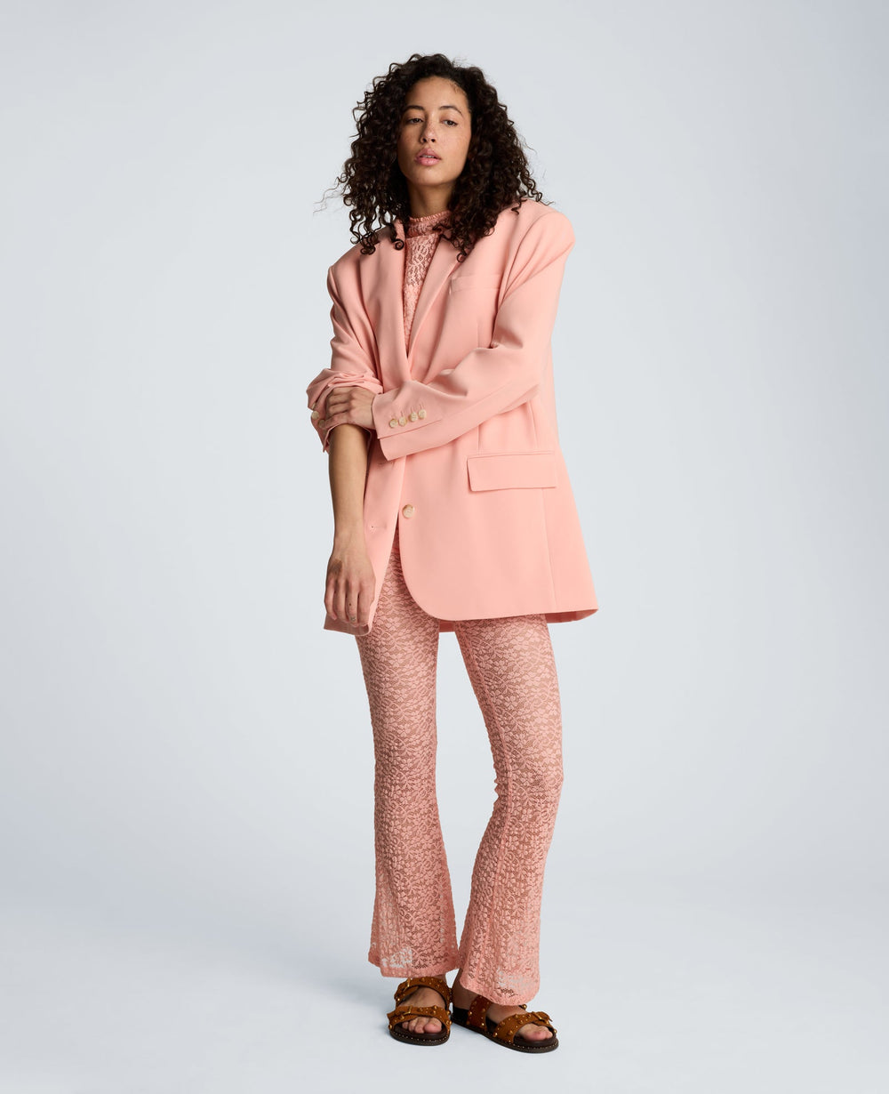 Vision Twill Three Button Boyfriend Jacket with Flap Pockets | Kenneth Cole SOFT PEACH