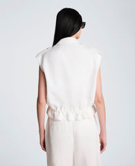 Snap Front Vest with Drawcord Waist | Kenneth Cole PURE WHITE