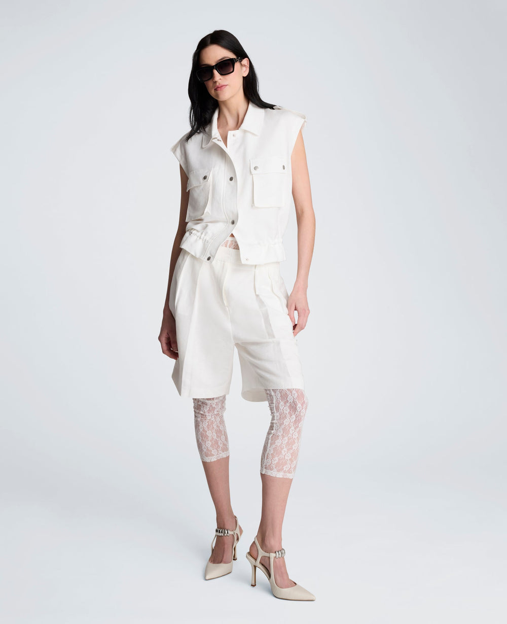 Snap Front Vest with Drawcord Waist | Kenneth Cole PURE WHITE