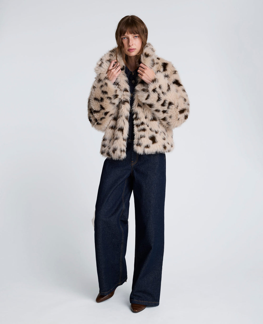 Faux Fur Cropped Coat Natural/Brown Multi | Kenneth Cole | Kenneth Cole NATURAL/BROWN MULTI