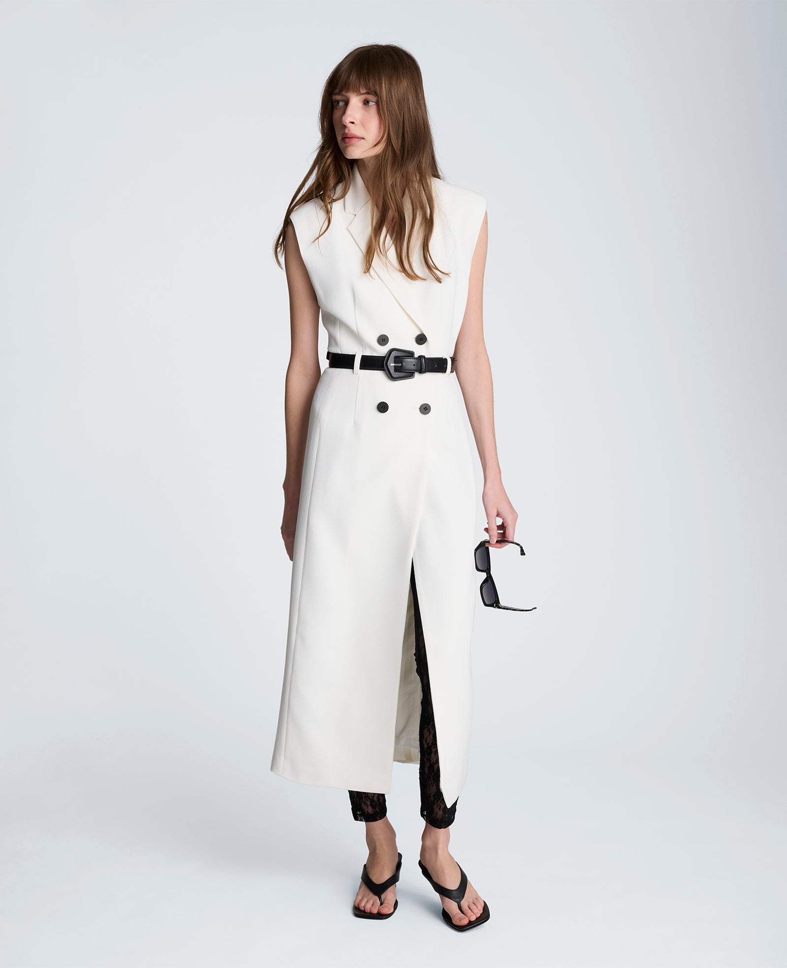 Sleeveless Modern Midi Trench Dress | Kenneth Cole NATURAL WHITE/BLACK