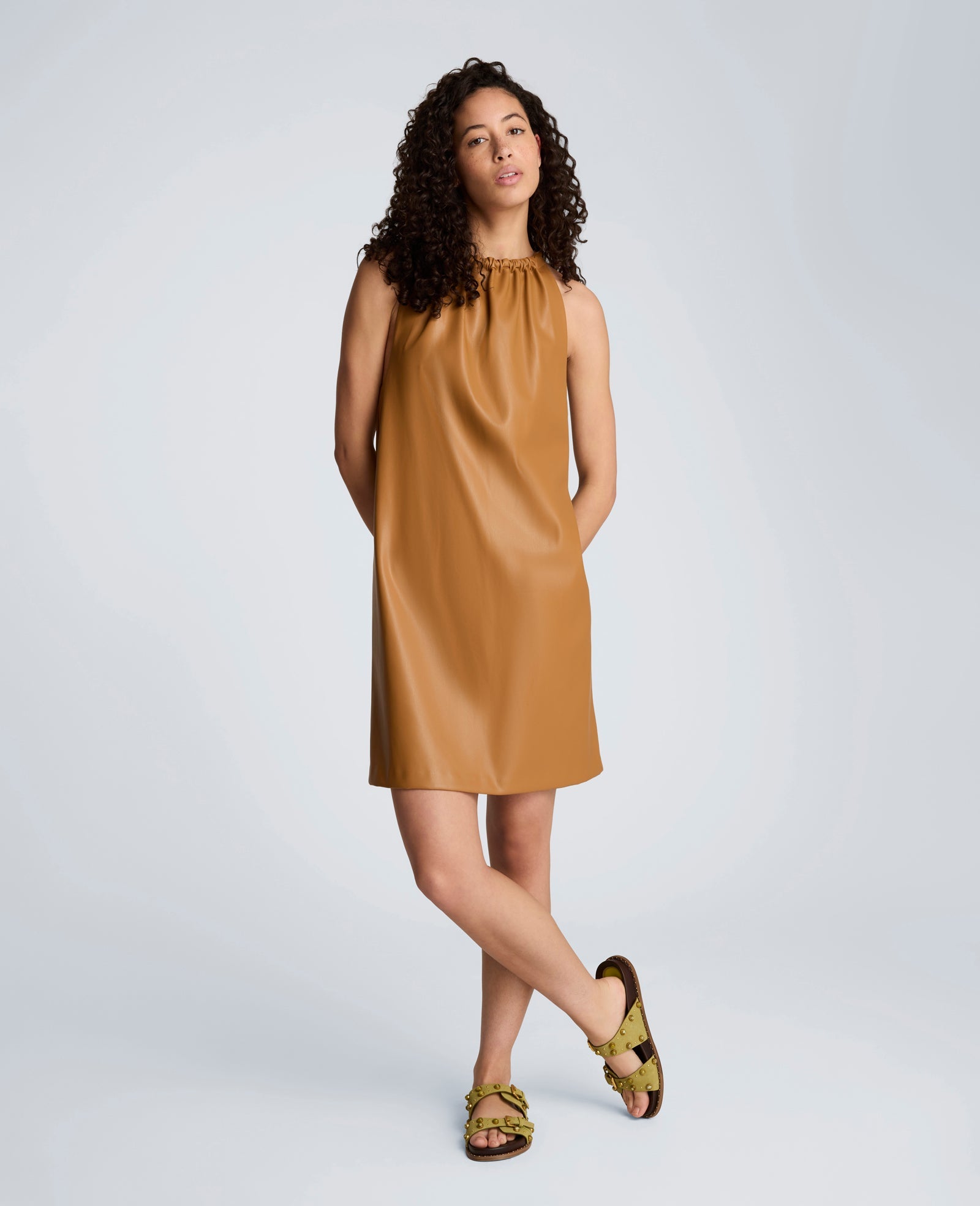 Buy Womens Gathered Halter Neck Mini Dress Soft Cocoa | KC | Kenneth Cole SOFT COCOA