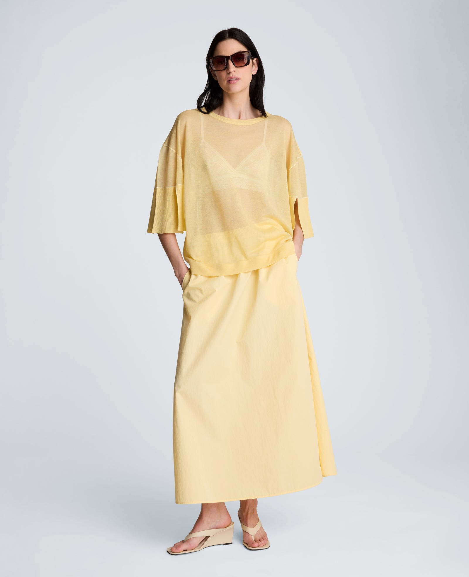 Pull On Maxi Skirt with Side Slits | Kenneth Cole PASTEL YELLOW