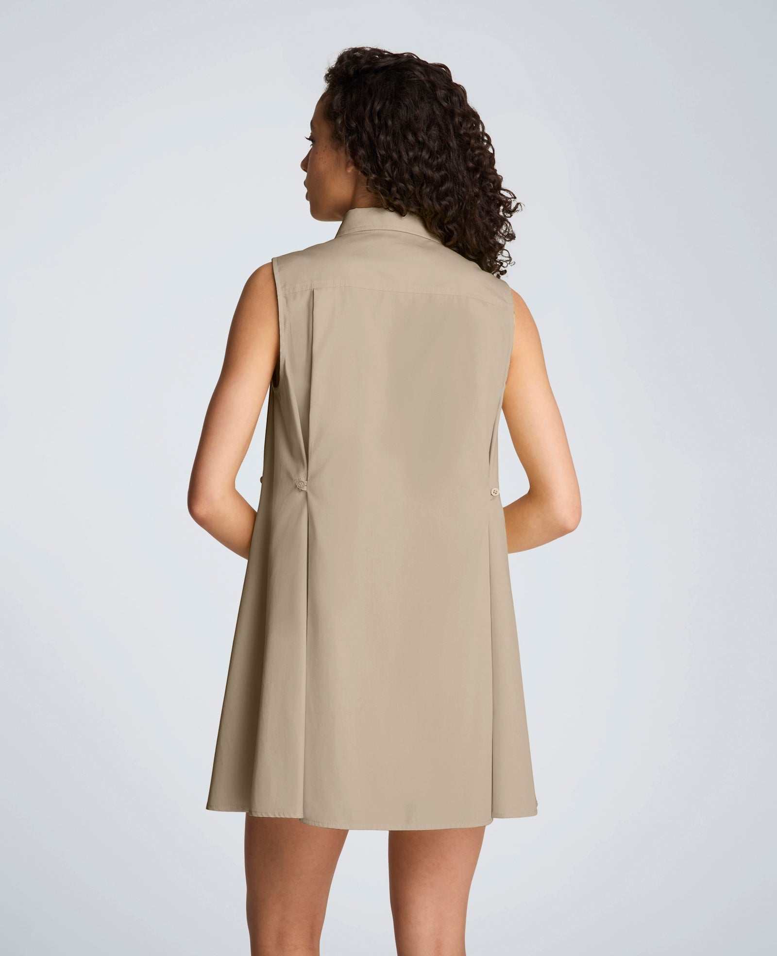 Shop Cotton Poplin Trapeze Mini Dress – Timeless Taupe | KC | Kenneth Cole TIMELESS TAUPE