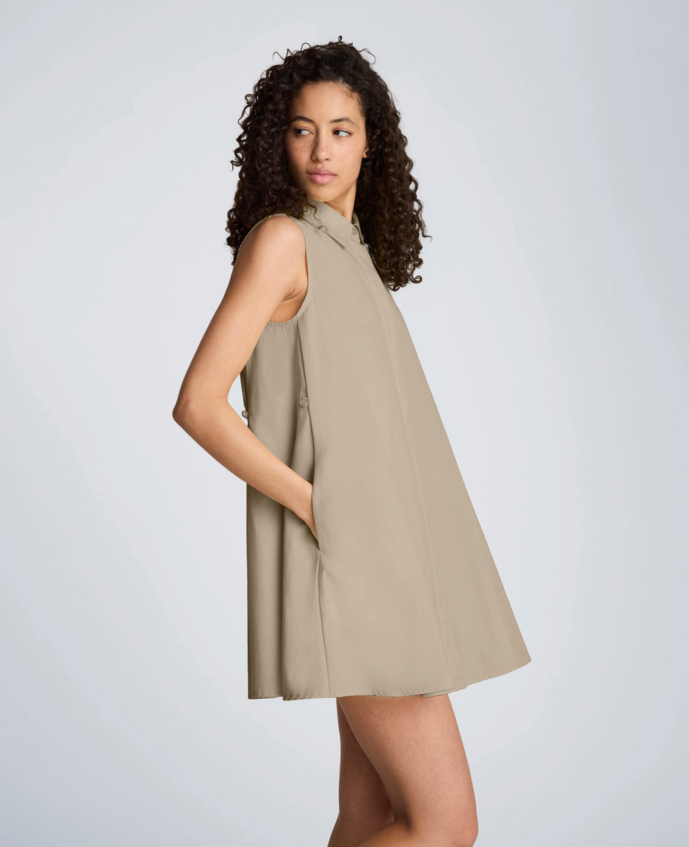 Shop Cotton Poplin Trapeze Mini Dress – Timeless Taupe | KC | Kenneth Cole TIMELESS TAUPE
