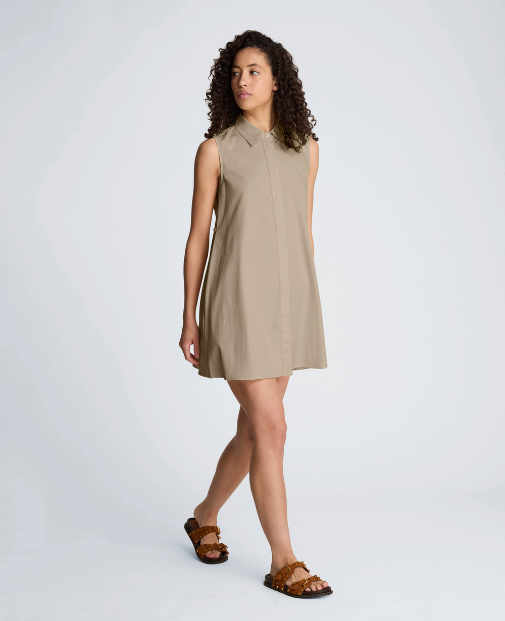 Shop Cotton Poplin Trapeze Mini Dress – Timeless Taupe | KC | Kenneth Cole TIMELESS TAUPE