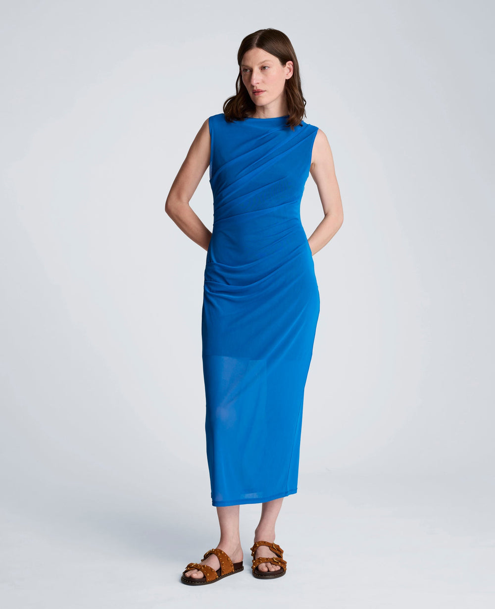 Draped Detailed Modern Midi Dress | Kenneth Cole JEWEL BLUE