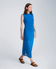 Draped Detailed Modern Midi Dress | Kenneth Cole JEWEL BLUE