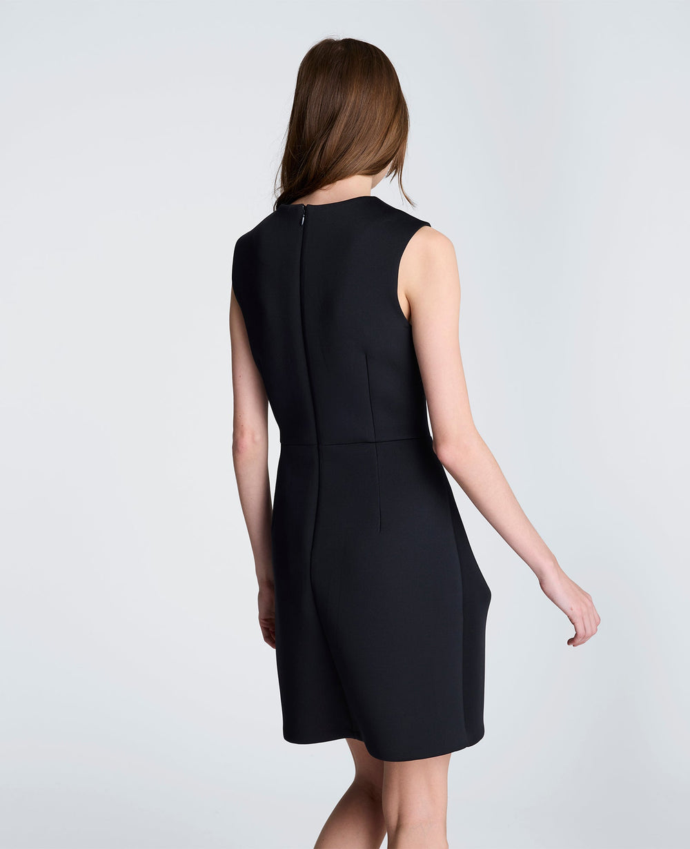 Draped Pleated Mini Cascading Detail Dress | Kenneth Cole BLACK