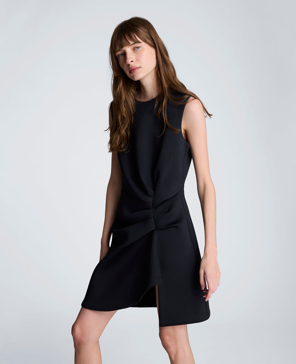 Draped Pleated Mini Cascading Detail Dress | Kenneth Cole BLACK
