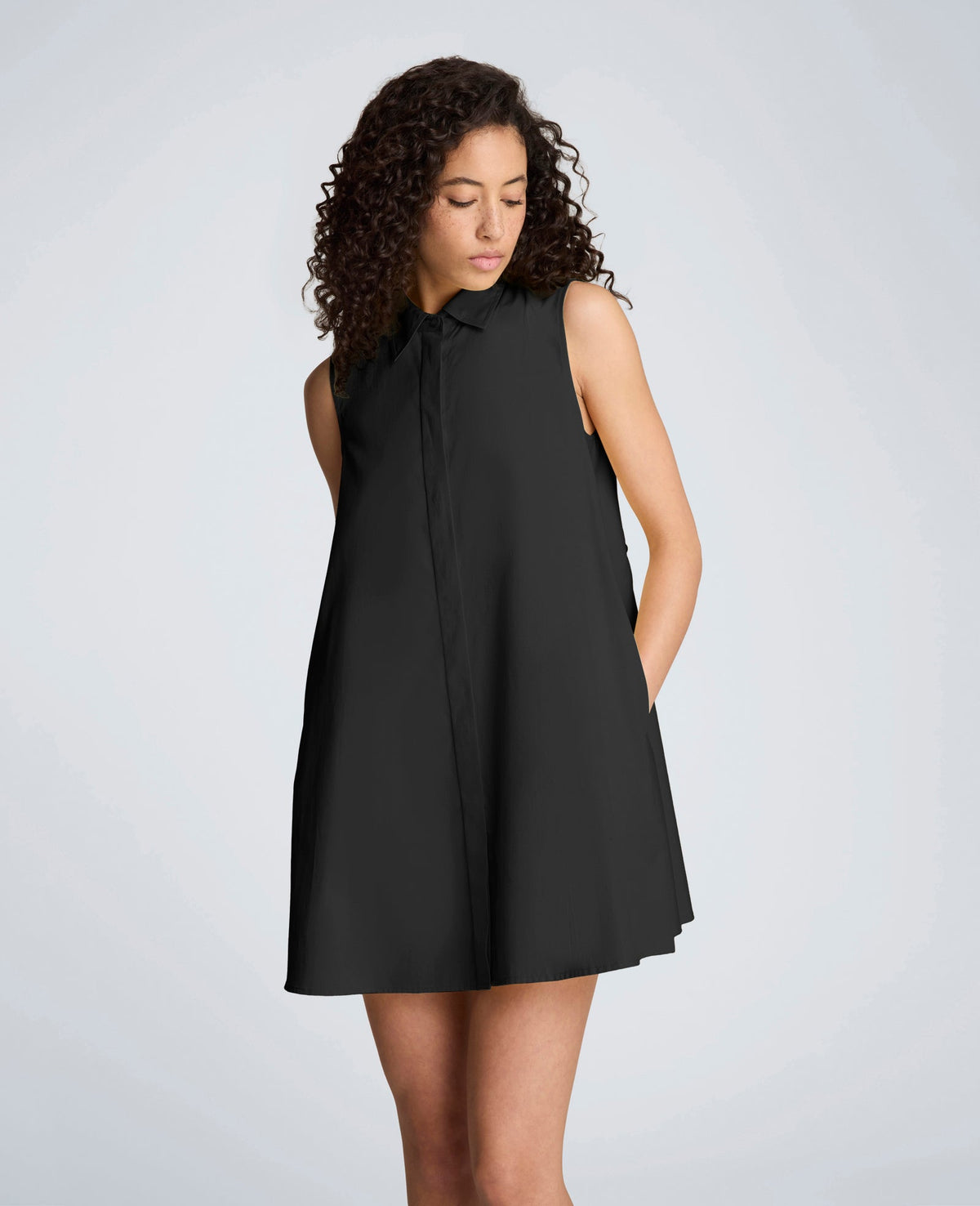 Shop Cotton Poplin Trapeze Mini Dress – Black | Kenneth Cole | Kenneth Cole BLACK