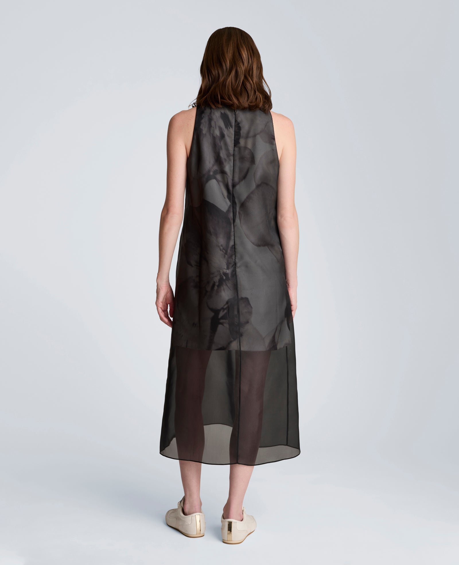 Sheer Overlay Crewneck Mini A-Line Dress | Kenneth Cole BLACK MULTI