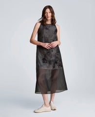 Sheer Overlay Crewneck Mini A-Line Dress | Kenneth Cole BLACK MULTI