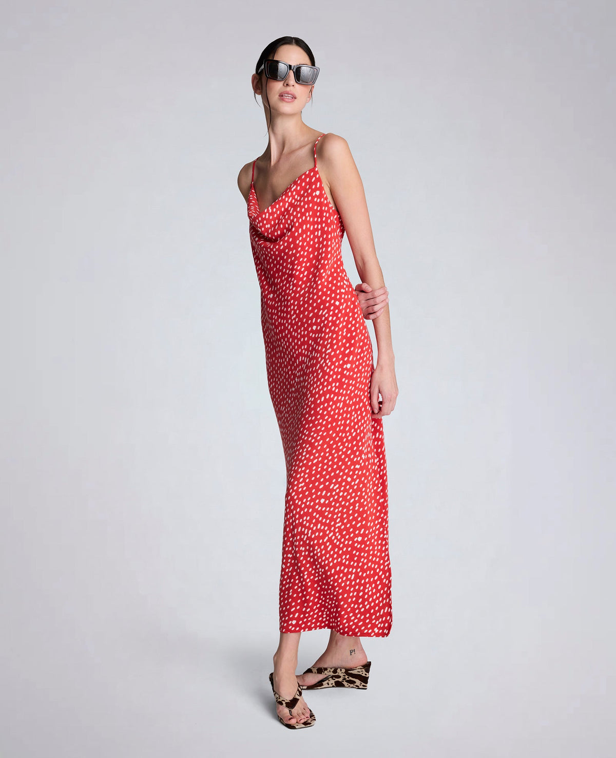 Polka Dot Satin Cowl Neck Slip Dress | Kenneth Cole LIGHTHOUSE COMBO