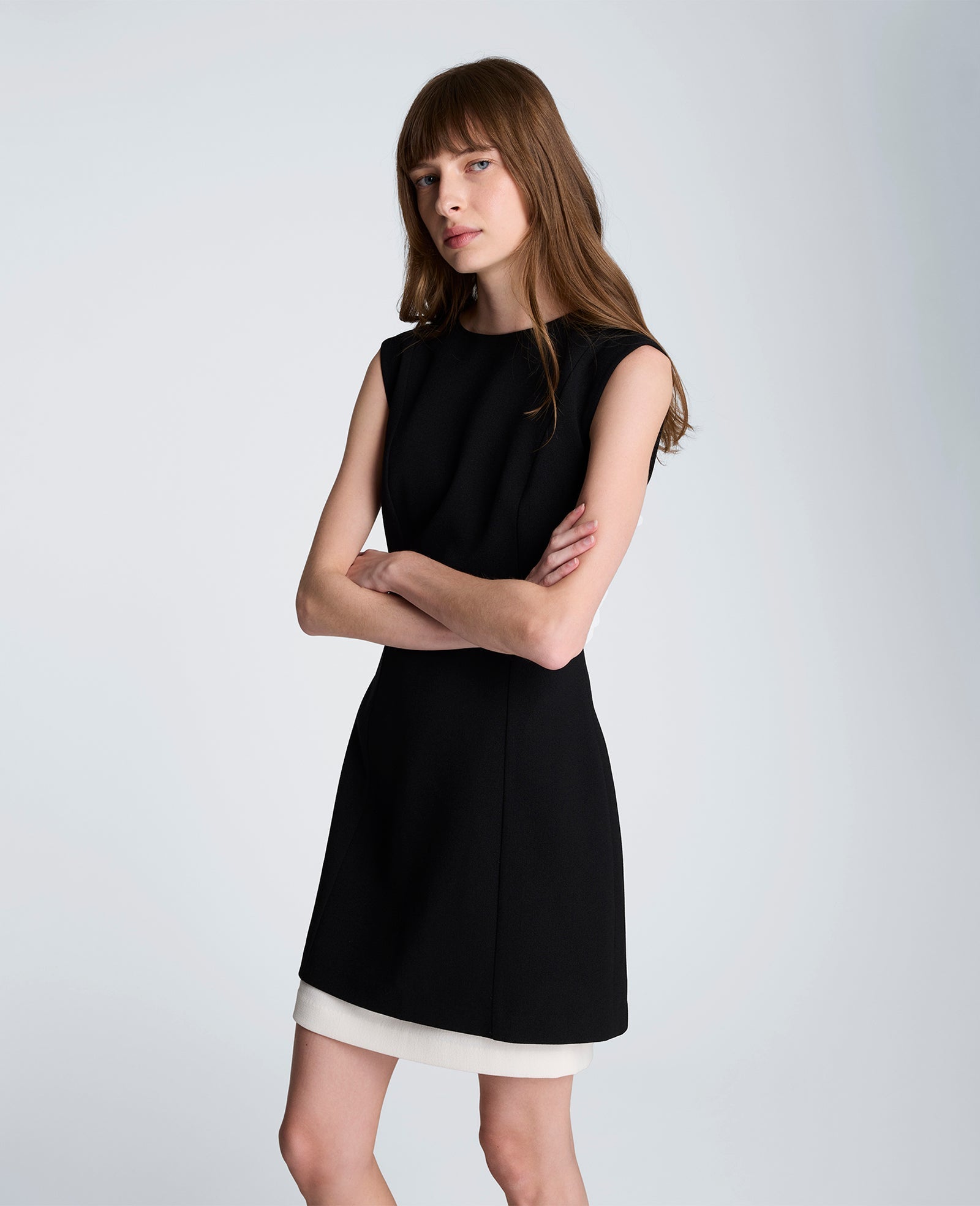 Color Block Hem Mini Fit and Flare Dress | Kenneth Cole BLACK/NATURAL WHITE
