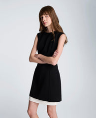 Color Block Hem Mini Fit and Flare Dress | Kenneth Cole BLACK/NATURAL WHITE