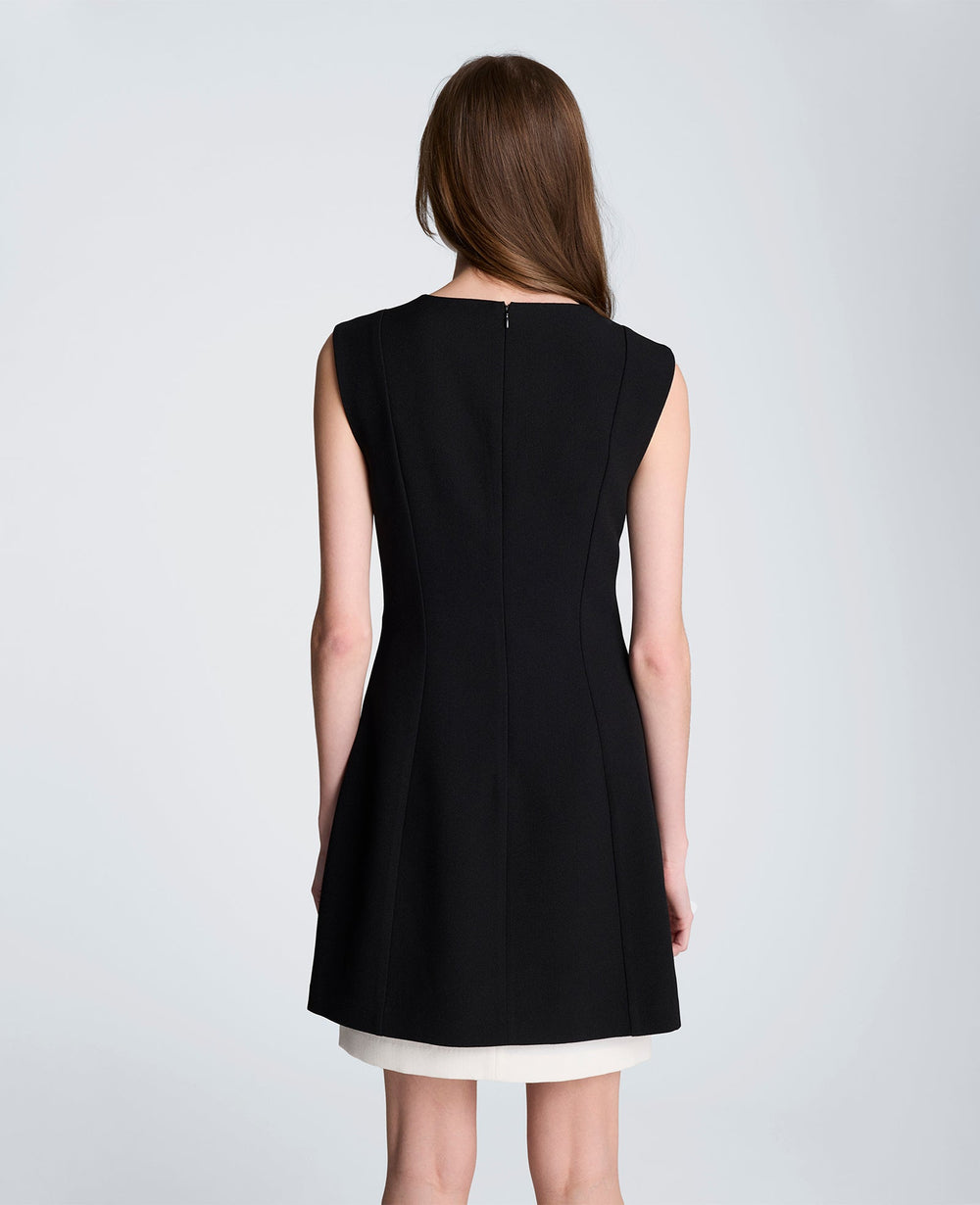 Color Block Hem Mini Fit and Flare Dress | Kenneth Cole BLACK/NATURAL WHITE