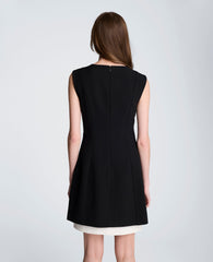 Color Block Hem Mini Fit and Flare Dress | Kenneth Cole BLACK/NATURAL WHITE