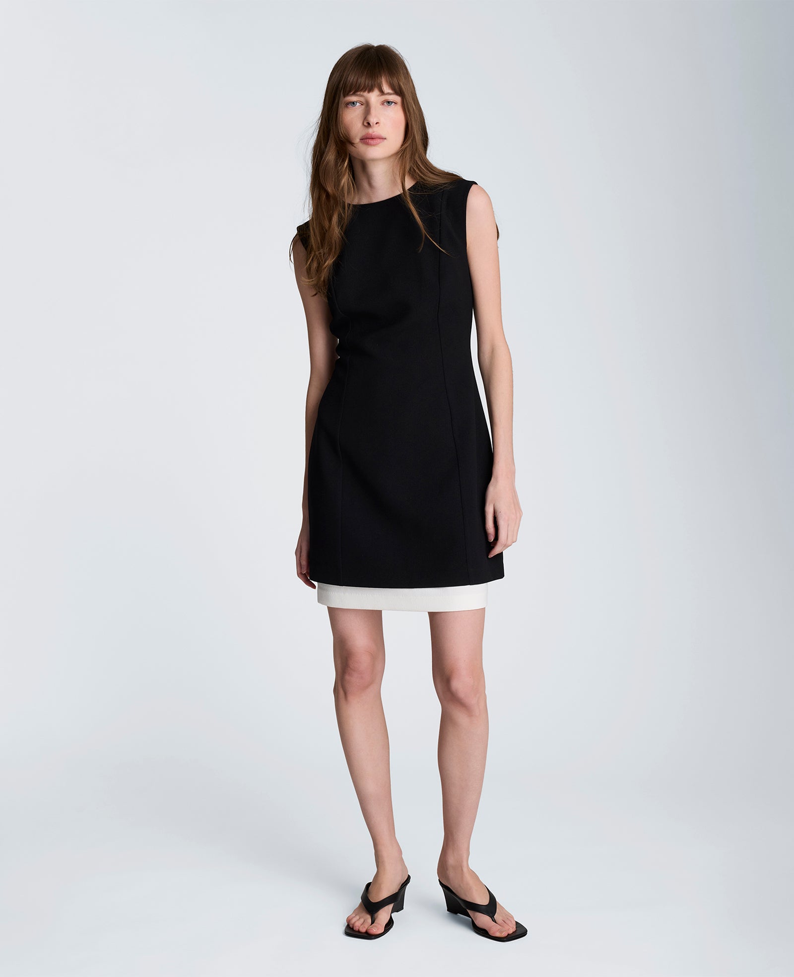 Color Block Hem Mini Fit and Flare Dress | Kenneth Cole BLACK/NATURAL WHITE