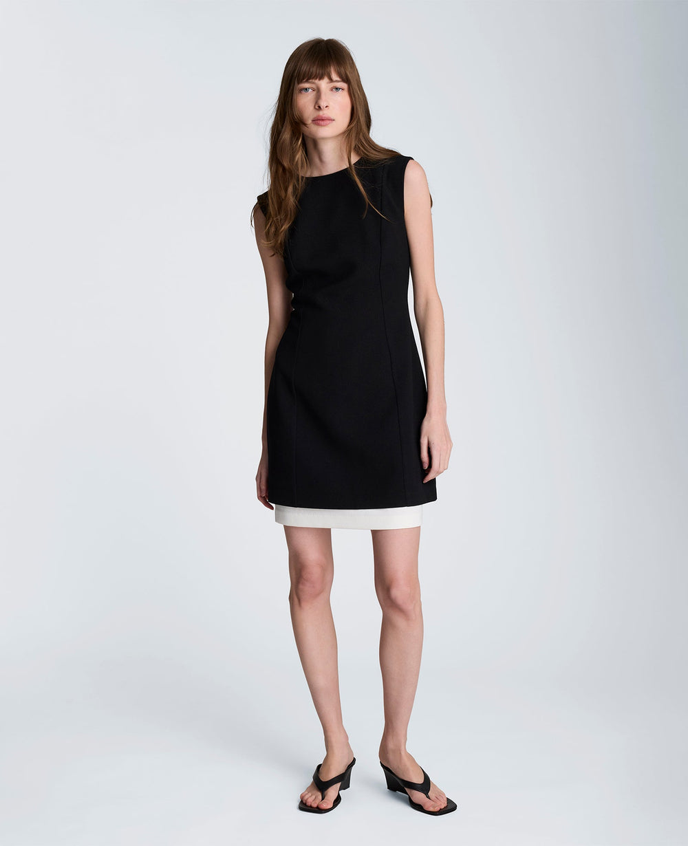 Color Block Hem Mini Fit and Flare Dress | Kenneth Cole BLACK/NATURAL WHITE