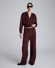 Faux Suede Pull On Wide Leg Pant | Kenneth Cole SUGAR BEET
