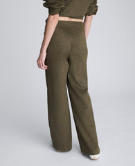 Faux Suede Pull On Wide Leg Pant | Kenneth Cole OLIVE GREEN