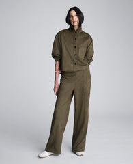 Faux Suede Pull On Wide Leg Pant | Kenneth Cole OLIVE GREEN