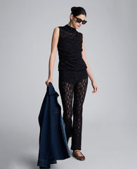 Sleeveless Stretch Lace Mock Neck Top | Kenneth Cole BLACK