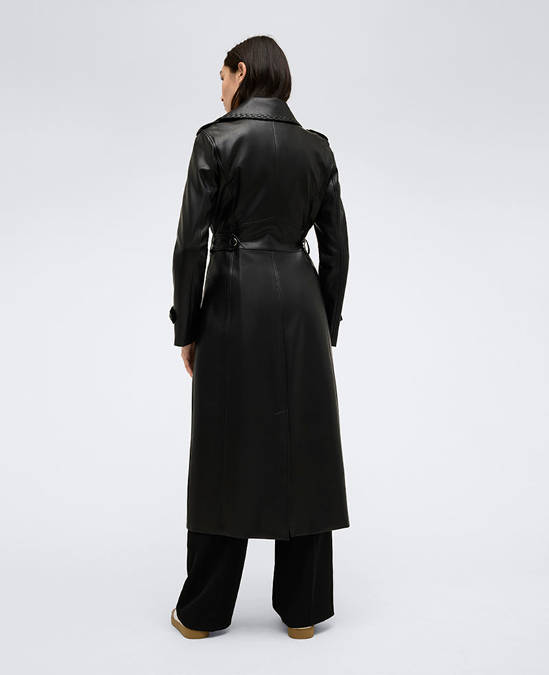 Shop Faux Leather Belted Trench Coat – Black | Kenneth Cole | Kenneth Cole BLACK