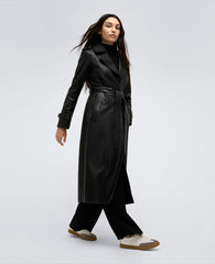 Shop Faux Leather Belted Trench Coat – Black | Kenneth Cole | Kenneth Cole BLACK
