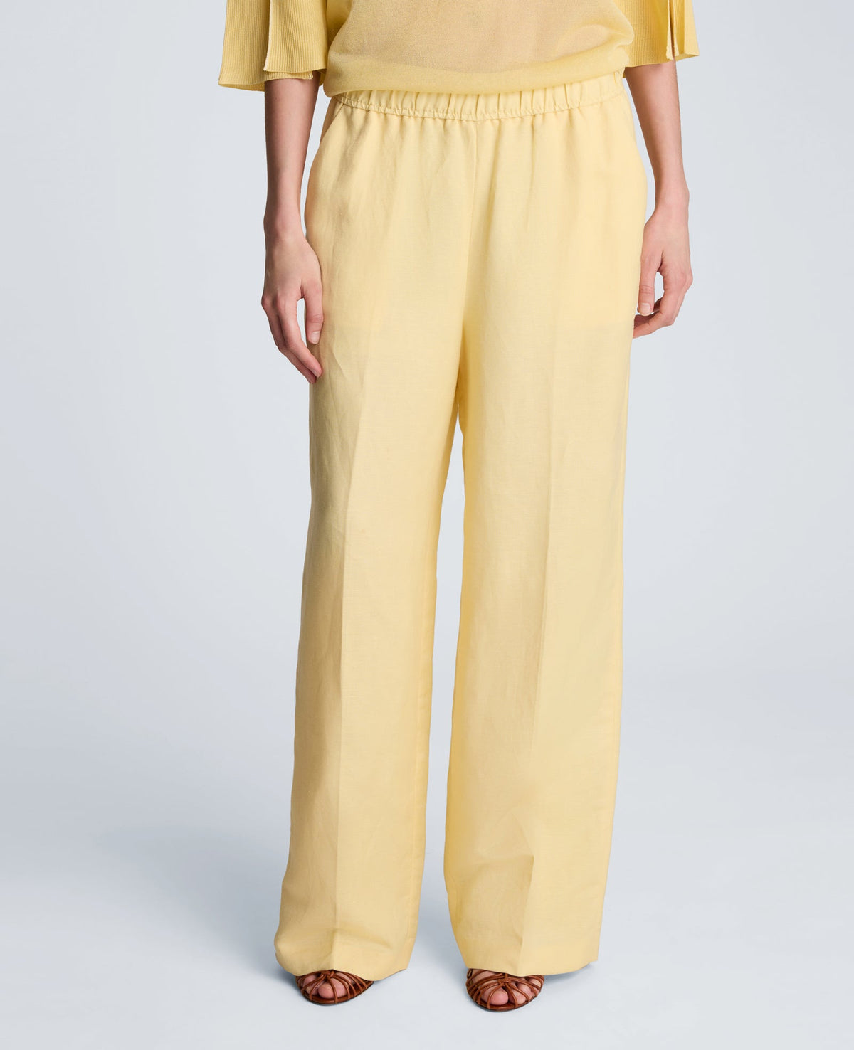 Shop Wide Leg Linen Blend Pant, Pastel Yellow | Kenneth Cole | Kenneth Cole PASTEL YELLOW