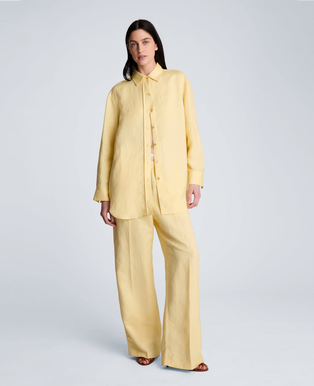 Shop Wide Leg Linen Blend Pant, Pastel Yellow | Kenneth Cole | Kenneth Cole PASTEL YELLOW