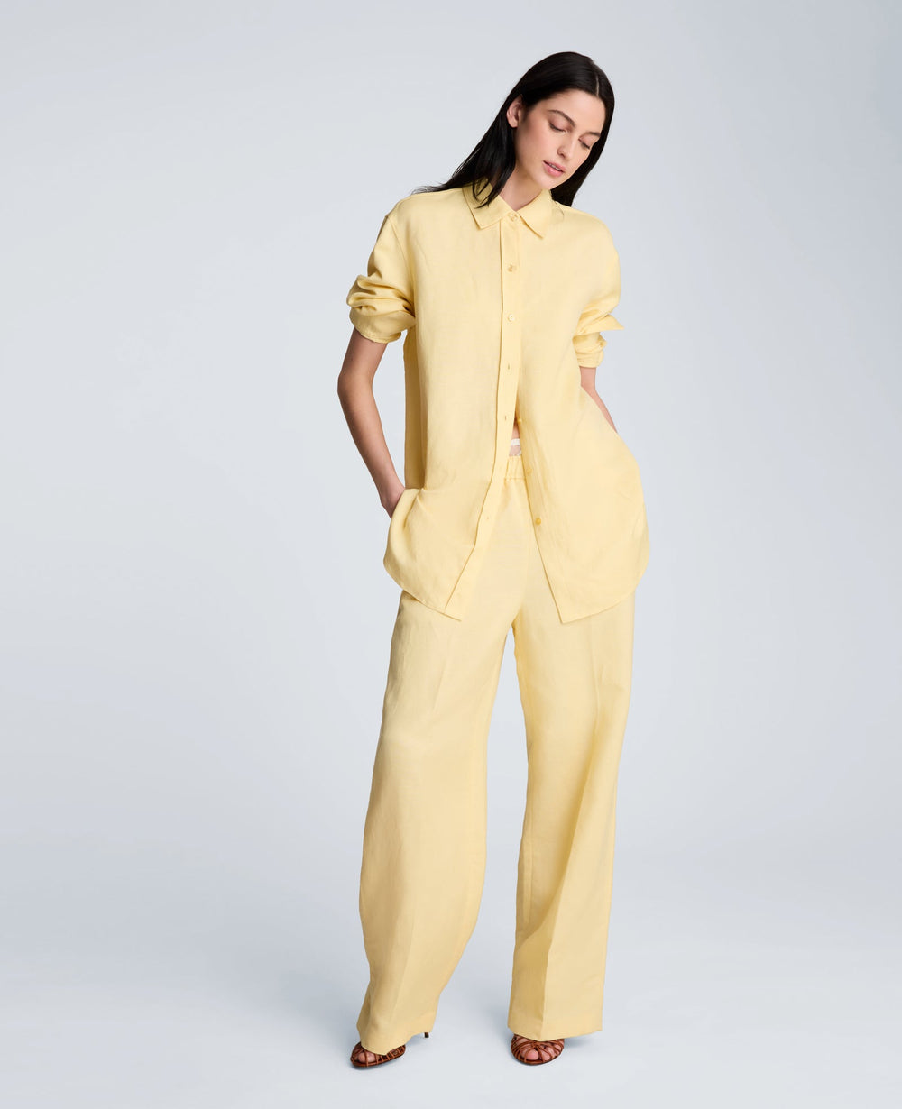 Shop Wide Leg Linen Blend Pant, Pastel Yellow | Kenneth Cole | Kenneth Cole PASTEL YELLOW