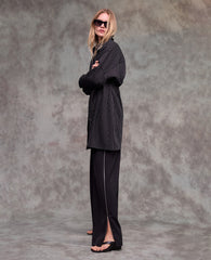 Fly Front High Rise Wide Leg Zipper Pintuck Pant | Kenneth Cole BLACK