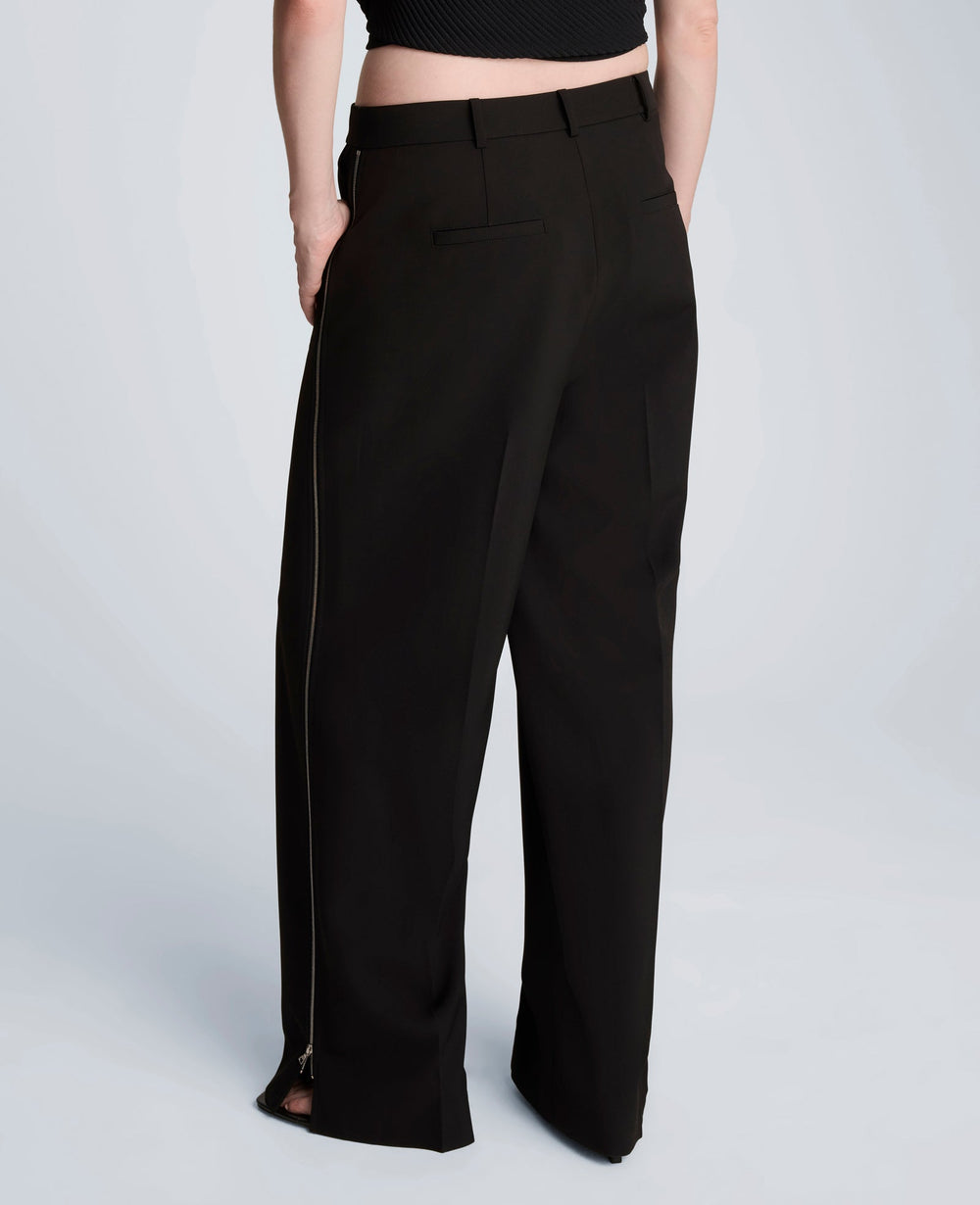 Fly Front High Rise Wide Leg Zipper Pintuck Pant | Kenneth Cole BLACK