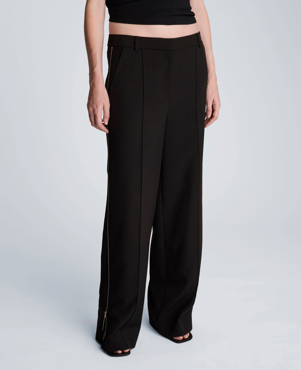 Fly Front High Rise Wide Leg Zipper Pintuck Pant | Kenneth Cole BLACK