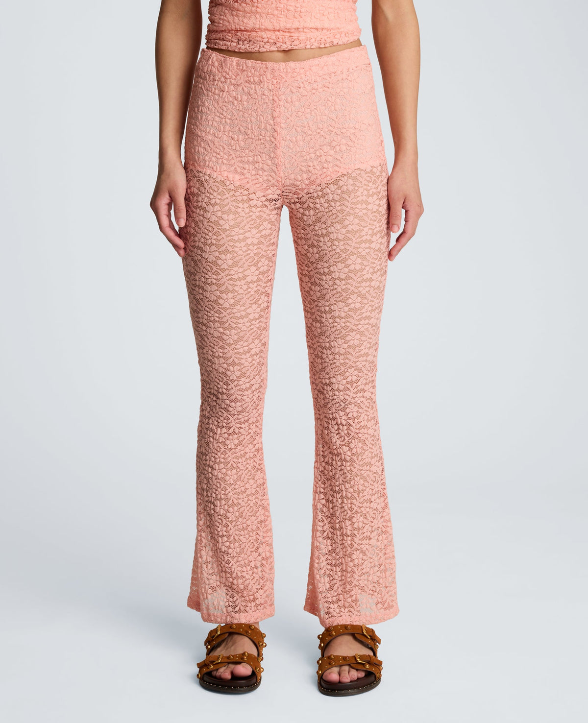 Stretch Lace Pull On Flare Pant with Inner Short | Kenneth Cole SOFT PEACH