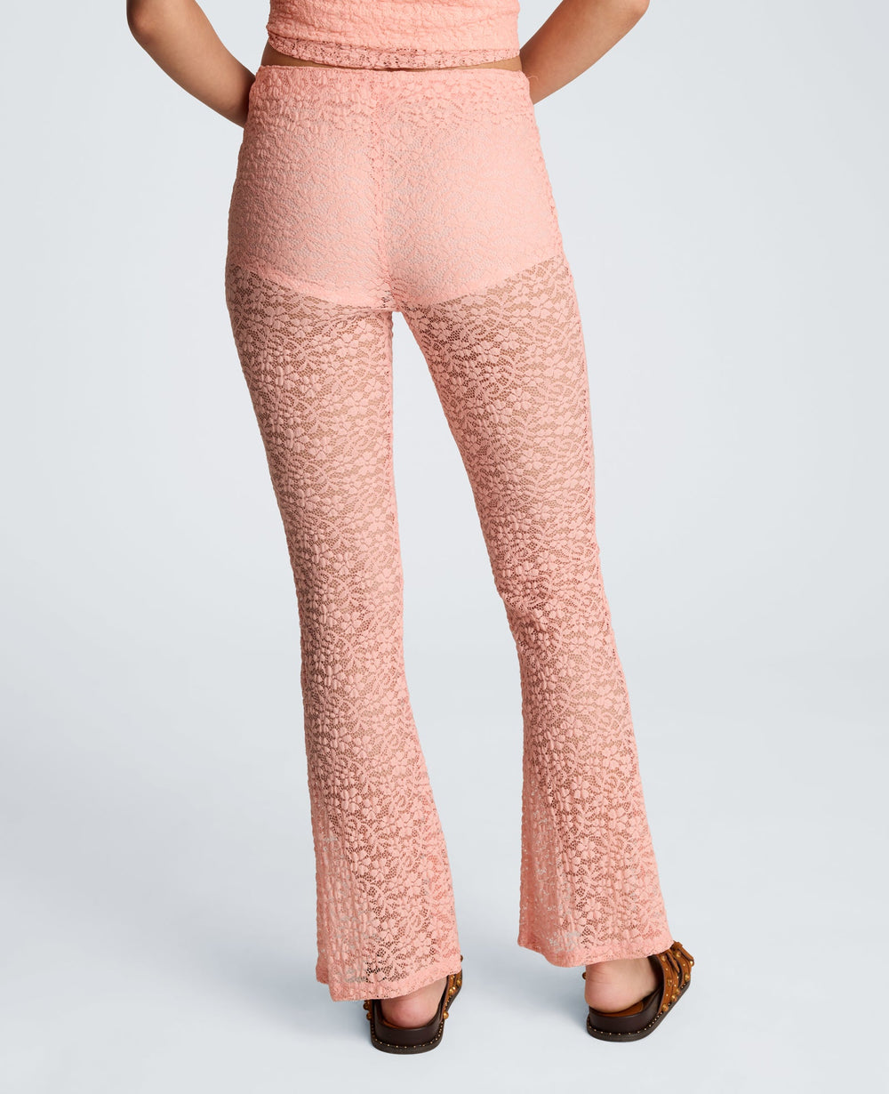 Stretch Lace Pull On Flare Pant with Inner Short | Kenneth Cole SOFT PEACH
