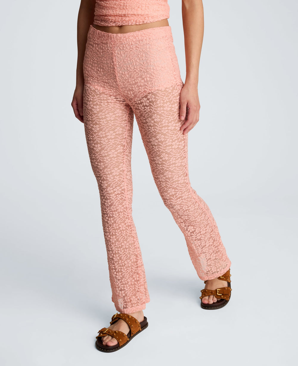 Stretch Lace Pull On Flare Pant with Inner Short | Kenneth Cole SOFT PEACH